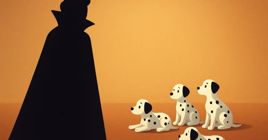 101 Dálmatas 1961 Disney Cruela DeVil filhotes cachorros casaco