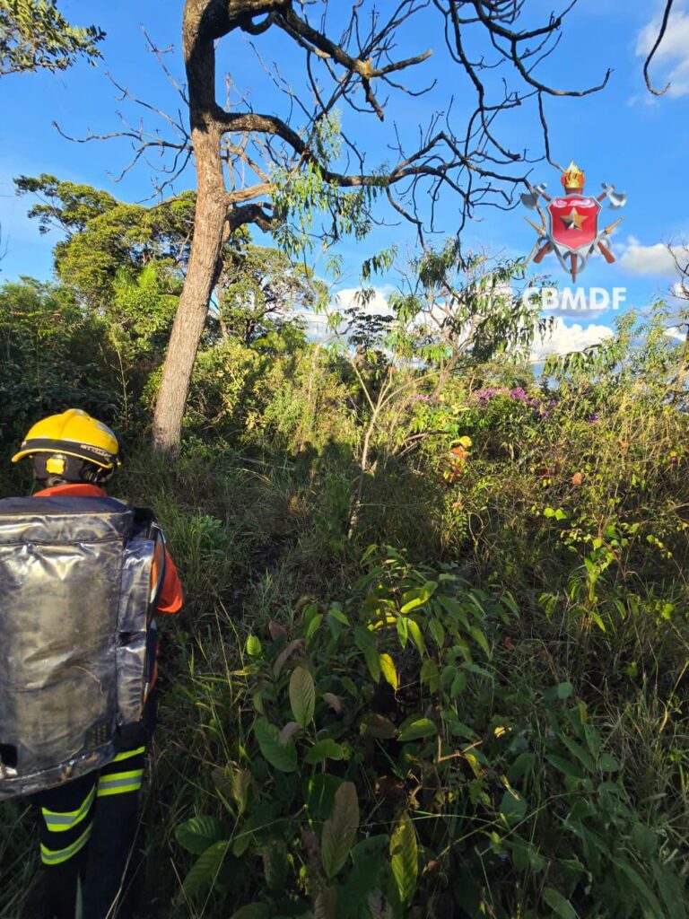 Bombeiros resgatam homem acidentado em área rural de Brazlândia